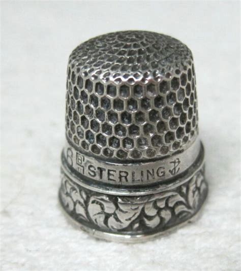 Vintage Thimble Sterling Silver English Hallmarks Sbj Anchor Sz 6