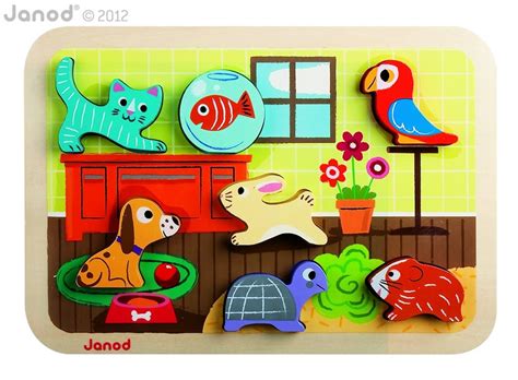 Best wooden puzzles for toddlers. Domestic Animals Chunky Puzzle - Grand Rabbits Toys in ...