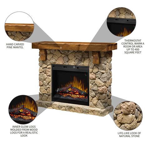 Dimplex Fieldstone 54 Inch Rustic Electric Fireplace Mantel Package