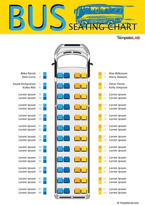 Bus Seating Chart Template