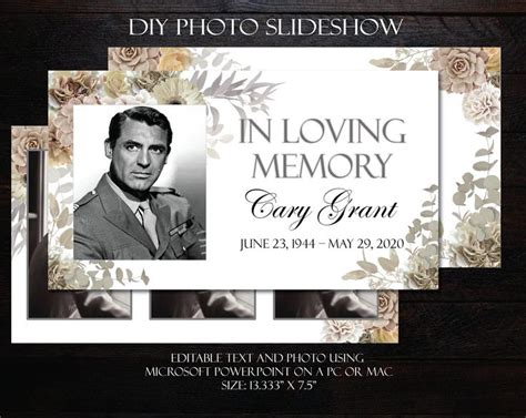 Diy Memorial Photo Slideshow Powerpoint Cream Tan Flowers Etsy