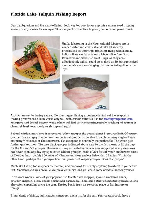 Florida Lake Talquin Fishing Report By Yousuccessshare Issuu