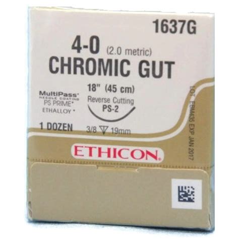 Ethicon 4 0 X 18 Chromic Gut Suture With Ps 2 Needle 12box