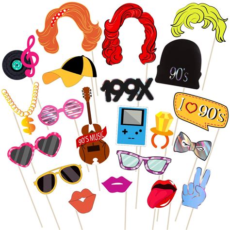 Buy Bestoyard 21pcs 90s Party Photo Booth Props Creative Party