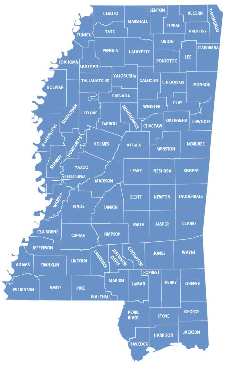 Mississippi County Map Ms Counties Map Of Mississippi