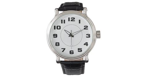 Simple Black And White Large Numbers Easy To Read Wrist Watch Zazzle