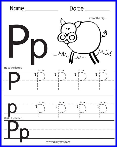 Tracing letter p worksheets
