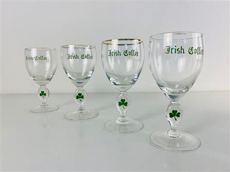 set of 4 vintage irish coffee glasses with golden rim from the 70 s mid century modern barware