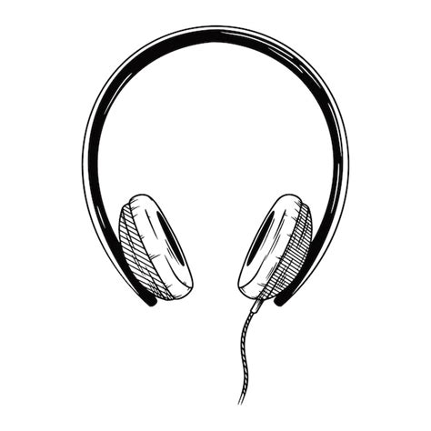 Desenho realista fones de ouvido em fundo branco ilustração Vetor