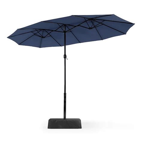 Phi Villa 13 Ft Market Patio Umbrella No Weights 2 Side In Blue Thd