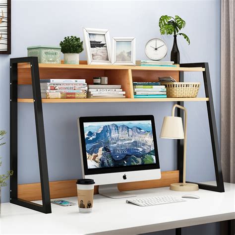 Versatile Desk Hutch Storage Shelf Unit Organizer Natural Oak