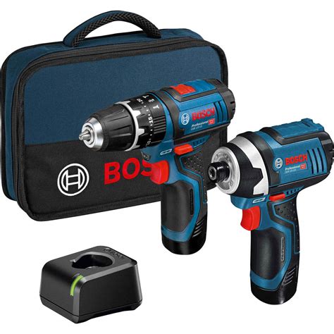 Bosch 12v Cordless Combi Drill And Impact Driver Power Tool Kits