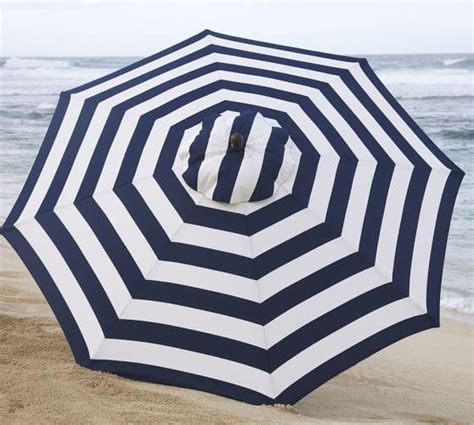 Blue And White Stripe Round Market Umbrella