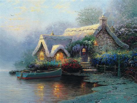 Lochaven Cottage Thomas Kinkade Painting In Oil For Sale