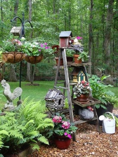 Rustic Farmhouse Diy Garden Decoration With Old Wooden Ladders My