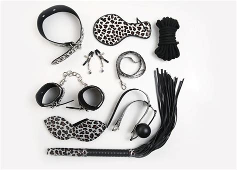 8pcslot Leopard Mix Color Pu Leather Bondage Restraints Adult Game Sex