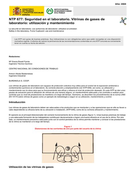 Nueva Ventanantp 677 Seguridad En El Laboratorio Vitrinas De Gases