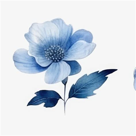 Premium Photo A Watercolor Painting Of Blue Flowers With Leaves