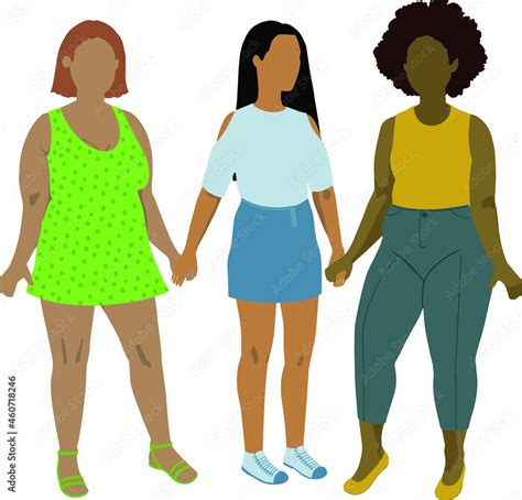 Ilustración Grupo De Mujeres Juntas De La Mano Diversidad Feminismo