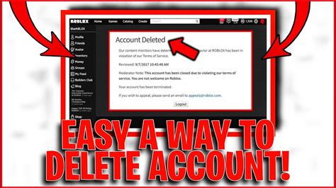 How To Delete Your Roblox Account In Youtube