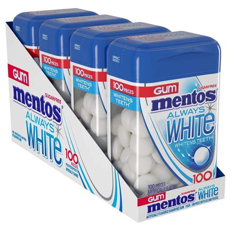 Mentos Always White Sugar Free Chewing Gum With Xylitol Peppermint