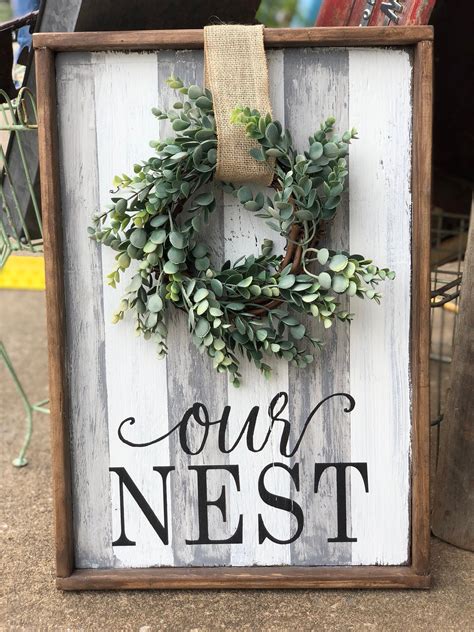 Our Nest Sign Sign With Wreath Laurel Wreath Sign Eucalyptus