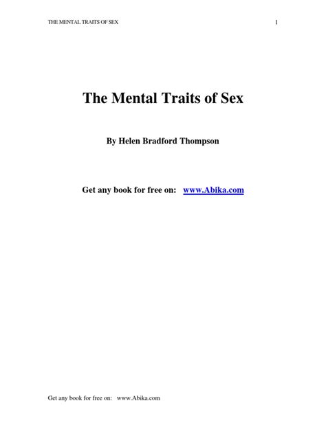 mental traits of sex pdf mental chronometry experiment