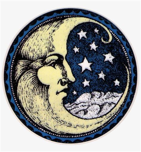 Download Crescent Window Decal Circular Vintage Moon Illustration Png