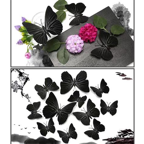 1218pcs Black White Butterflies Stickers 3d Butterfly Wall Sticker