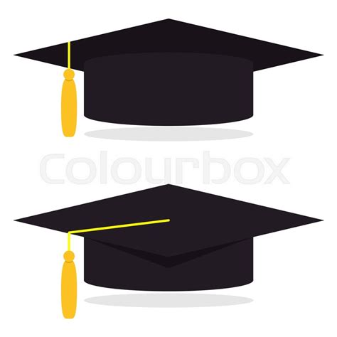 Graduation Cap Vector Illustration In Flat Style Academic Caps Set
