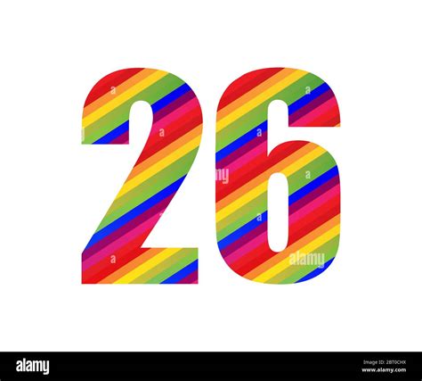 26 Number Rainbow Style Numeral Digit Colorful Twenty Six Number