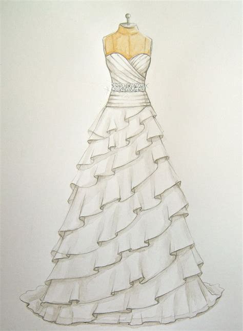 Custom Wedding Dress Illustration/sketch (on dress form ... Sometimes it's best to go back to basics and draw something as easy as possible.