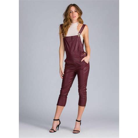 Slick Faux Leather Overalls Burgundy Final Sale Leather Overalls