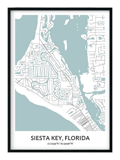 Siesta Key Map Poster Your City Map Art Positive Prints