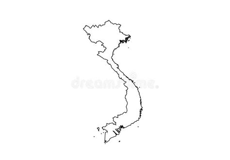 Vietnam Map Outline Country Shape National Borders State Stock Vector