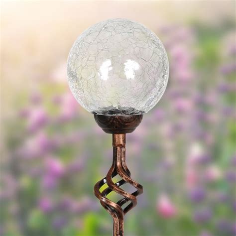 Exhart Solar Glass Crackle Ball Finial Garden Stake And Reviews Wayfair