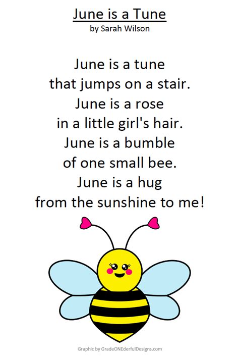 Famous short poems for children. June Poem | Poetry for kids, Kids poems, First grade resources