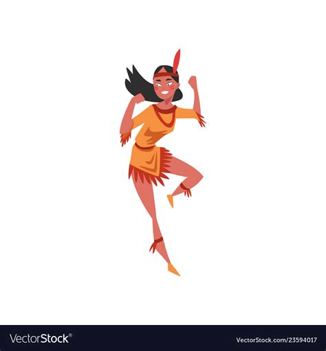 beautiful native american indian girl dancing vector image