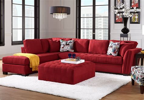 This beautiful sectional sofa features rich italian leather emphasized by contrasting stitching. Cindy Crawford Home Calvin Heights XL Cardinal 2 Pc ...