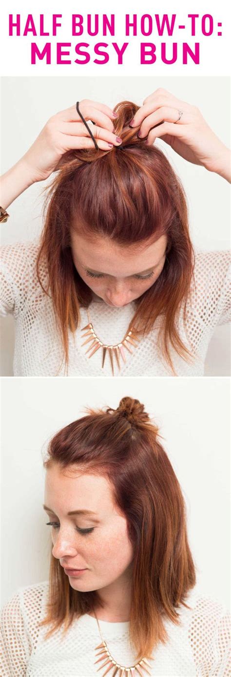 A quick guide to creating messy bun hairpieces for different hair lengths. 17 Tutorials to Show You How to Make Half Buns - Pretty ...