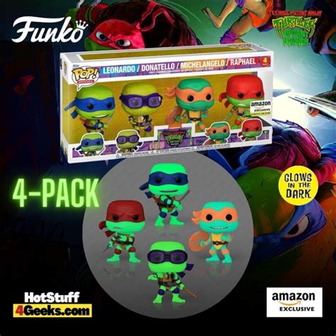 2023 New Tmnt Mutant Mayhem Glow 4 Pack Funko Pops Exclusive