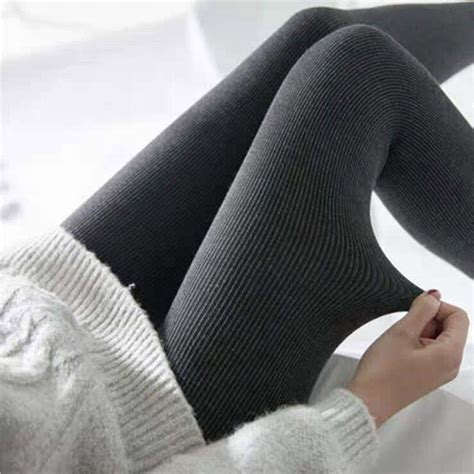 New Fashion Winter Warm Female Tights Vertical Stripes Thicken Solid Color Femme Standard