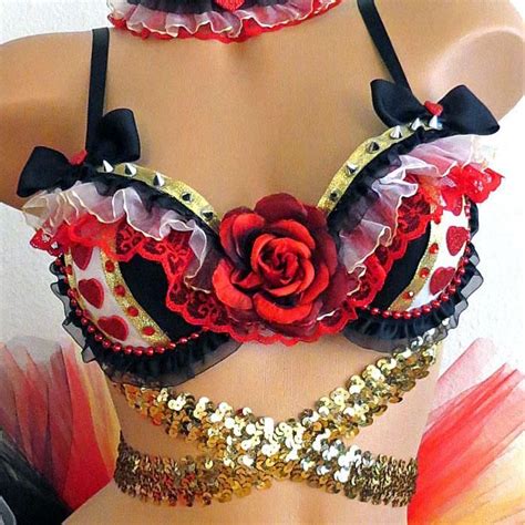 Queen Of Hearts Inspired Rave Bra Festival Costume Queen Of Hearts Halloween Costume Queen