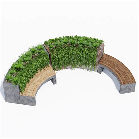 Curved Planter Bench Two 3d Model Planter Bench Landscape