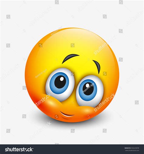 Cute Shy Emoticon Emoji Vector Illustration Royalty Free Stock