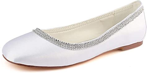 Emily Bridal White Bridal Shoes Satin Round Toe
