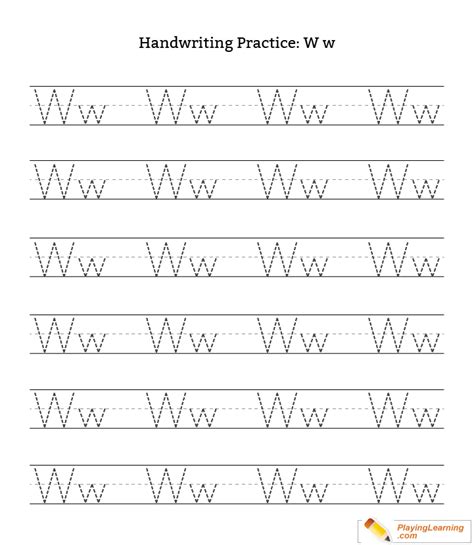 Handwriting Practice Letter W  Free Handwriting Practice Letter W