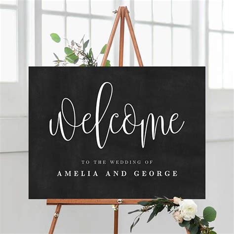 3 Sizes Wedding Welcome Sign Poster With Faux Chalkboard Etsy