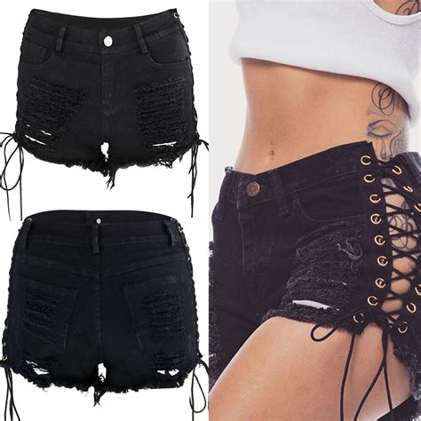 Women Sexy Tassel Bandage Lace Up Shorts Denim Hole Ripped Fashion Shorts Jeans Ebay