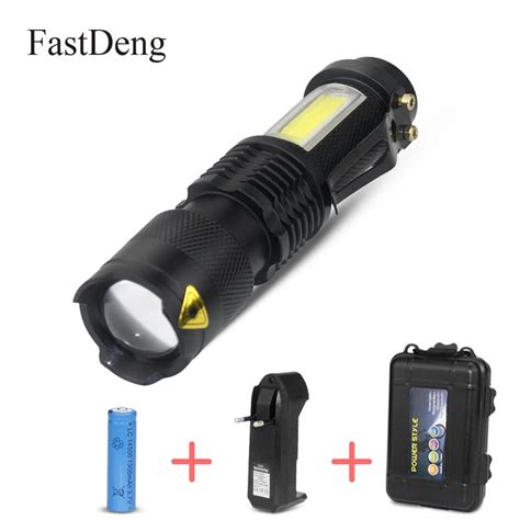Portable Led Torch Q5 Cob Mini Black 2000lm Waterproof Led Flashlight